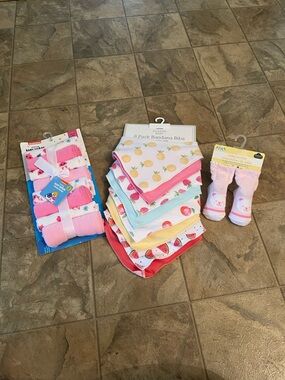 Baby Bandana Bibs & Washcloth Set - Pink Multi